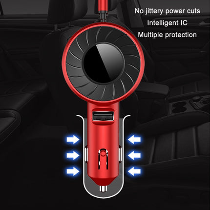 3 In 1 USB Dual Cable Single Pull Retractable Car Charger, Red, Black