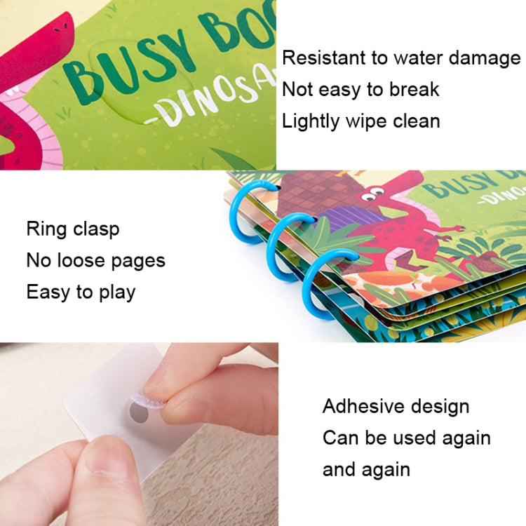 Children Early Teaching Cartoon Intelligence Development Toys Repeatedly Paste Book, Dinosaur, Farm, Traffic, Life