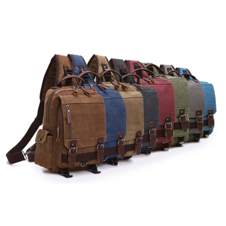 Outdoor Travel Messenger Canvas Chest Bag, Brown, Dark Blue, Khaki, Black, Brown Backpack, Dark Blue Backpack, Black Backpack, Green Backpack, Red Backpack, Gray Backpack, Blue Backpack, Green, Red, Gray, Blue