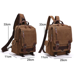 Outdoor Travel Messenger Canvas Chest Bag, Brown, Dark Blue, Khaki, Black, Brown Backpack, Dark Blue Backpack, Black Backpack, Green Backpack, Red Backpack, Gray Backpack, Blue Backpack, Green, Red, Gray, Blue