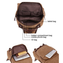 Outdoor Travel Messenger Canvas Chest Bag, Brown, Dark Blue, Khaki, Black, Brown Backpack, Dark Blue Backpack, Black Backpack, Green Backpack, Red Backpack, Gray Backpack, Blue Backpack, Green, Red, Gray, Blue