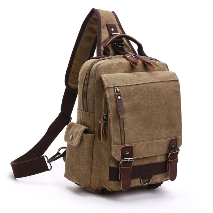 Outdoor Travel Messenger Canvas Chest Bag, Brown, Dark Blue, Khaki, Black, Brown Backpack, Dark Blue Backpack, Black Backpack, Green Backpack, Red Backpack, Gray Backpack, Blue Backpack, Green, Red, Gray, Blue