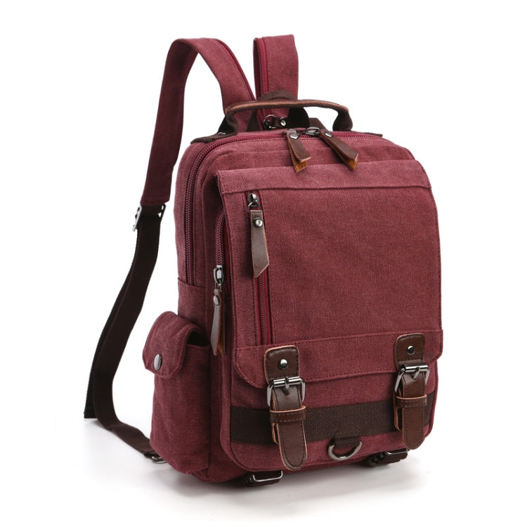 Outdoor Travel Messenger Canvas Chest Bag, Brown, Dark Blue, Khaki, Black, Brown Backpack, Dark Blue Backpack, Black Backpack, Green Backpack, Red Backpack, Gray Backpack, Blue Backpack, Green, Red, Gray, Blue