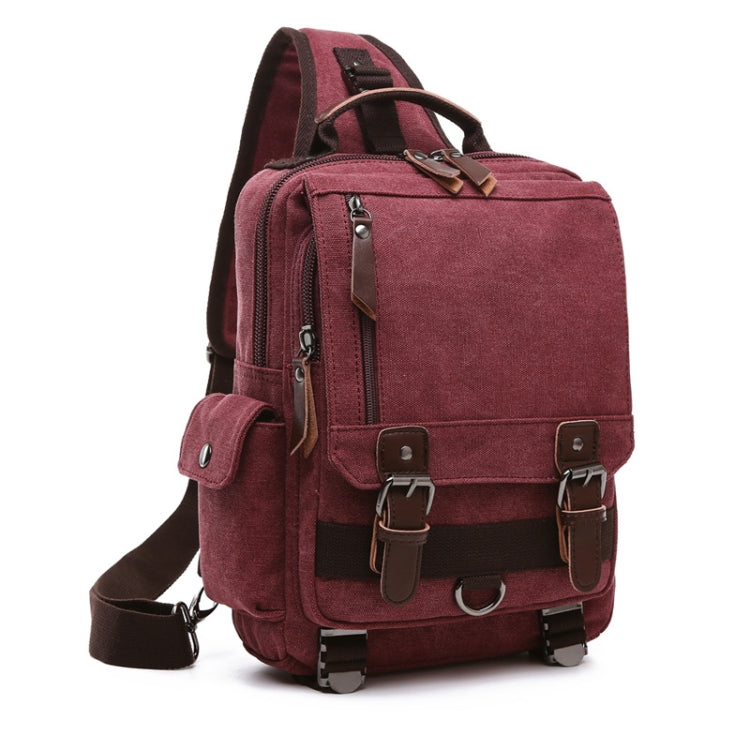 Outdoor Travel Messenger Canvas Chest Bag, Brown, Dark Blue, Khaki, Black, Brown Backpack, Dark Blue Backpack, Black Backpack, Green Backpack, Red Backpack, Gray Backpack, Blue Backpack, Green, Red, Gray, Blue