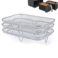 Air Fryer Accessories Three-Layer Steam Rack Stackable Dehydration Rack, Square, Rectangle