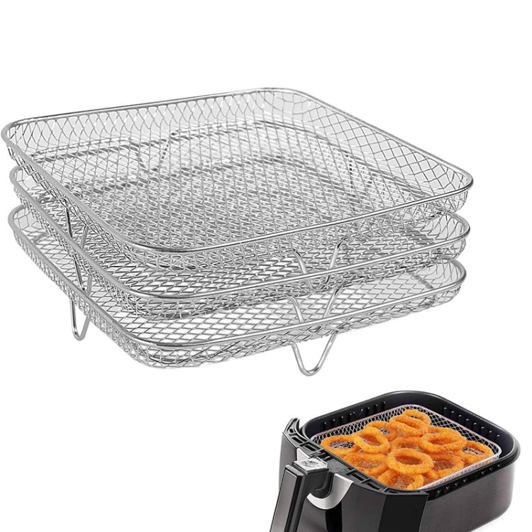 Air Fryer Accessories Three-Layer Steam Rack Stackable Dehydration Rack, Square, Rectangle