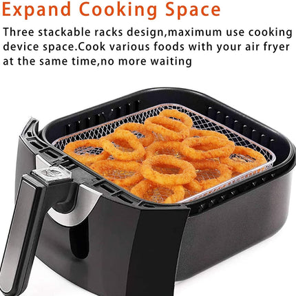 Air Fryer Accessories Three-Layer Steam Rack Stackable Dehydration Rack, Square, Rectangle