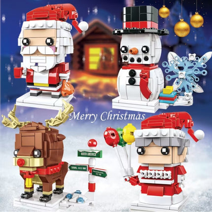 Christmas Theme Building Blocks Small Particles Puzzle Toy, 10089A Christmas Grandma, 10089B Christmas Snowman, 10089C Christmas Elk, 10089D Santa Claus