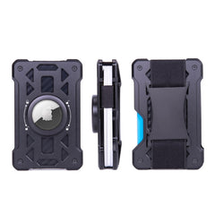 For AirTag Tracker Card Holder Metal Anti-Theft RFID Wallet, ak-4 B  Black, ak-4 B Silver, ak-4 B Blue, ak-4 B Gray, ak-4 A Black, ak-4 A Blue, ak-4 A  Silver, ak-4 A  Gray