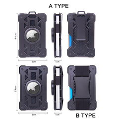 For AirTag Tracker Card Holder Metal Anti-Theft RFID Wallet, ak-4 B  Black, ak-4 B Silver, ak-4 B Blue, ak-4 B Gray, ak-4 A Black, ak-4 A Blue, ak-4 A  Silver, ak-4 A  Gray