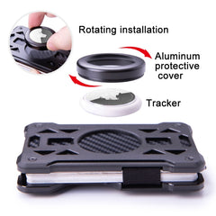 For AirTag Tracker Card Holder Metal Anti-Theft RFID Wallet, ak-4 B  Black, ak-4 B Silver, ak-4 B Blue, ak-4 B Gray, ak-4 A Black, ak-4 A Blue, ak-4 A  Silver, ak-4 A  Gray
