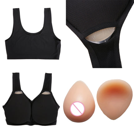 CD Crossdressing Silicone Fake Breast Vest Underwear