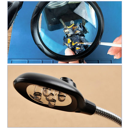 16129-C 2.5X/7.5X/10X LED Lighting Auxiliary Bracket Maintenance Magnifier, EU Plug, US Plug