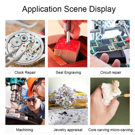 16129-C 2.5X/7.5X/10X LED Lighting Auxiliary Bracket Maintenance Magnifier, EU Plug, US Plug