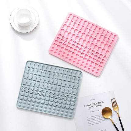 130 Grids Silicone Mat Baking Mold Mini Pet Snacks Dog Food Baking Pan Mold Biscuit Cake Mold, Blue, Pink