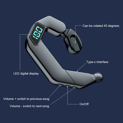 V19 Knochenleitungs-Digitaldisplay-Stereo-Sport-Bluetooth-Headset mit hängendem Ohr, V19 Schwarz, V19 Weiß, V19 Rosa, V19 Blau, V19 Grün