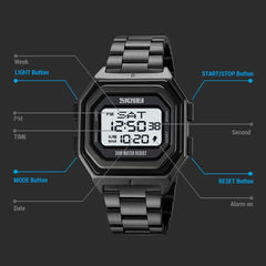 SKMEI 1875 Men Outdoor Electronic Watch Timing Multi-Functional Watch, Style:, 1875 Steel Band Black Machine, 1875 Silicone Band White Machine, 1875 Silicone Band Black Machine, 1875 Steel Band White Machine