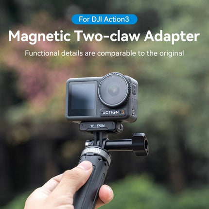 Für DJI OSMO Action 3 TELESIN Magnetischer Zwei-Klauen-Adapter Action-Kamera-Zubehör, Magnetischer Zwei-Klauen-Adapter