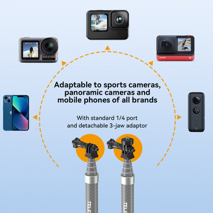 TELESIN 1,2 m Carbon Fiber Monopod Selfie Stick mit 1/4 Schraube für Action Kameras, 1,2 m