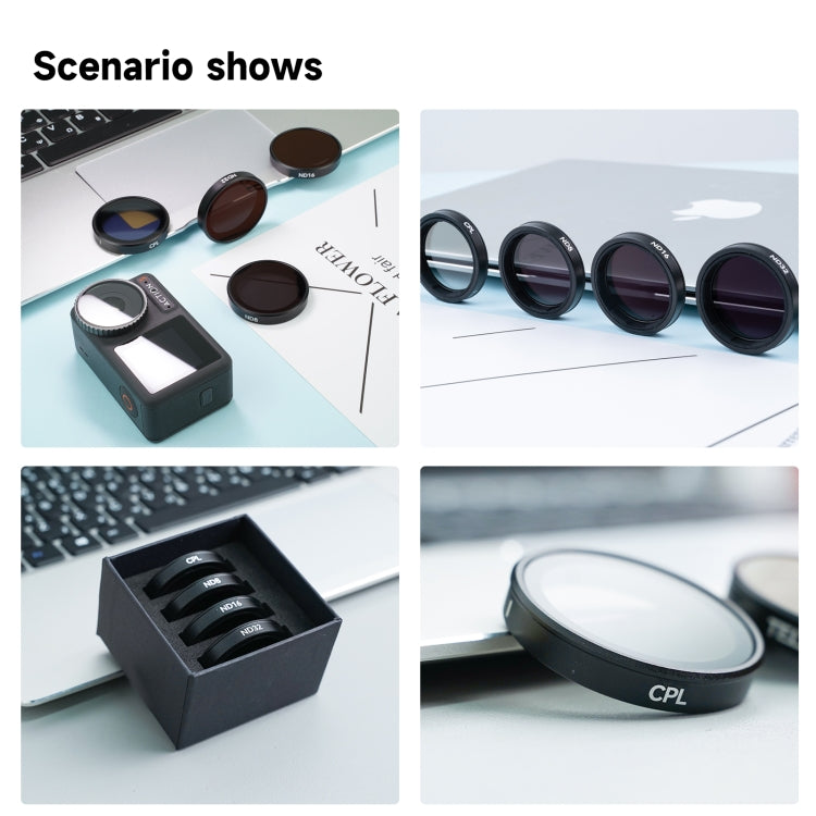 For DJI OSMO Action 3 / 4  TELESIN ND CPL Filter Set Aluminium Alloy Frame Lens
