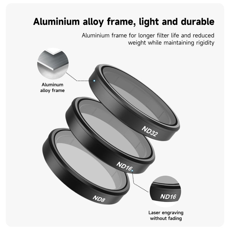 For DJI OSMO Action 3 / 4  TELESIN ND CPL Filter Set Aluminium Alloy Frame Lens