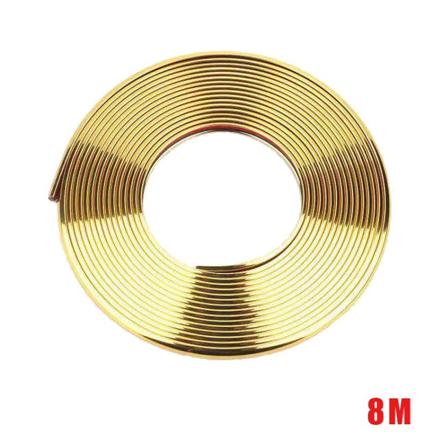 W12 8m/roll Car Universal Reflective Wheel Electroplating Decorative Strip, 1roll Electroplating Blue, 1roll Electroplating Gold, 1roll Electroplating Silver, 1roll Electroplating Purple, 1roll Electroplating Red