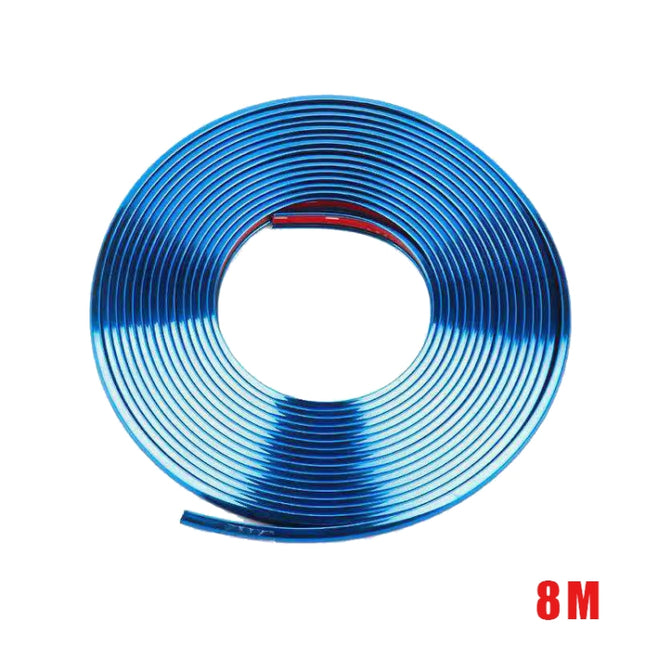 W12 8m/roll Car Universal Reflective Wheel Electroplating Decorative Strip, 1roll Electroplating Blue, 1roll Electroplating Gold, 1roll Electroplating Silver, 1roll Electroplating Purple, 1roll Electroplating Red