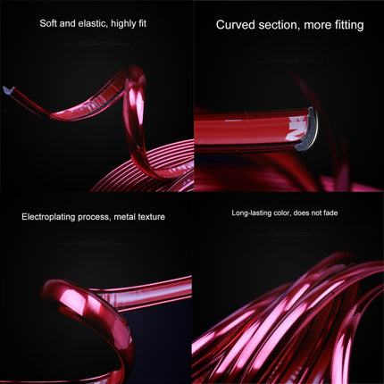 W12 8m/roll Car Universal Reflective Wheel Electroplating Decorative Strip, 1roll Electroplating Blue, 1roll Electroplating Gold, 1roll Electroplating Silver, 1roll Electroplating Purple, 1roll Electroplating Red