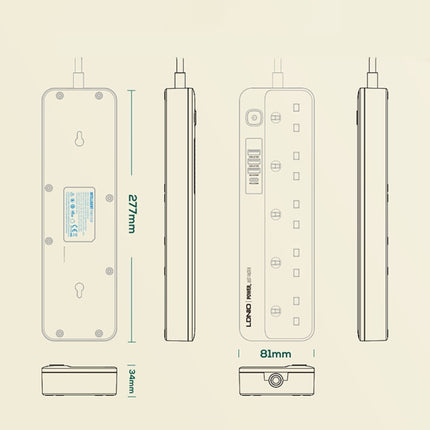 LDNIO - Toma de corriente de carga rápida multifuncional para viajes, hogar y oficina, 5+4 puertos