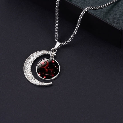 Luminous Zodiac Moon Titanium Steel Necklace Personalized Moon Pendant, Necklace Sagittarius, Necklace Aquarius, Necklace Capricorn, Necklace Pisces, Necklace Aries, Necklace Taurus, Necklace Gemini, Necklace Cancer, Necklace Leo, Necklace Virgo       ...