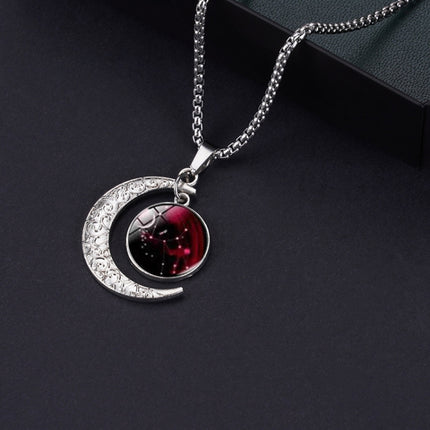 Luminous Zodiac Moon Titanium Steel Necklace Personalized Moon Pendant, Necklace Sagittarius, Necklace Aquarius, Necklace Capricorn, Necklace Pisces, Necklace Aries, Necklace Taurus, Necklace Gemini, Necklace Cancer, Necklace Leo, Necklace Virgo       ...