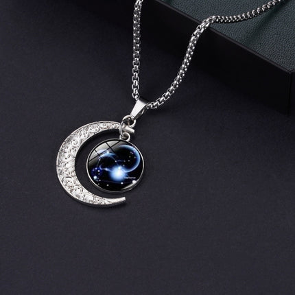 Luminous Zodiac Moon Titanium Steel Necklace Personalized Moon Pendant, Necklace Sagittarius, Necklace Aquarius, Necklace Capricorn, Necklace Pisces, Necklace Aries, Necklace Taurus, Necklace Gemini, Necklace Cancer, Necklace Leo, Necklace Virgo       ...