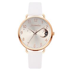 Ladies Moon Pattern Dial PU Strap Quartz Watch, White, Yellow, Red, Purple, Blue, Black, Pink, Grey, Brown, Sky Blue, Pink+Bracelet, Red+Bracelet, Blue+Bracelet, Gray+Bracelet, Brown+Bracelet, Black+Bracelet, White+Bracelet, Yellow+Bracelet������������...