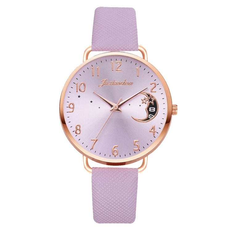 Ladies Moon Pattern Dial PU Strap Quartz Watch, White, Yellow, Red, Purple, Blue, Black, Pink, Grey, Brown, Sky Blue, Pink+Bracelet, Red+Bracelet, Blue+Bracelet, Gray+Bracelet, Brown+Bracelet, Black+Bracelet, White+Bracelet, Yellow+Bracelet������������...