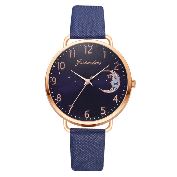 Ladies Moon Pattern Dial PU Strap Quartz Watch, White, Yellow, Red, Purple, Blue, Black, Pink, Grey, Brown, Sky Blue, Pink+Bracelet, Red+Bracelet, Blue+Bracelet, Gray+Bracelet, Brown+Bracelet, Black+Bracelet, White+Bracelet, Yellow+Bracelet������������...