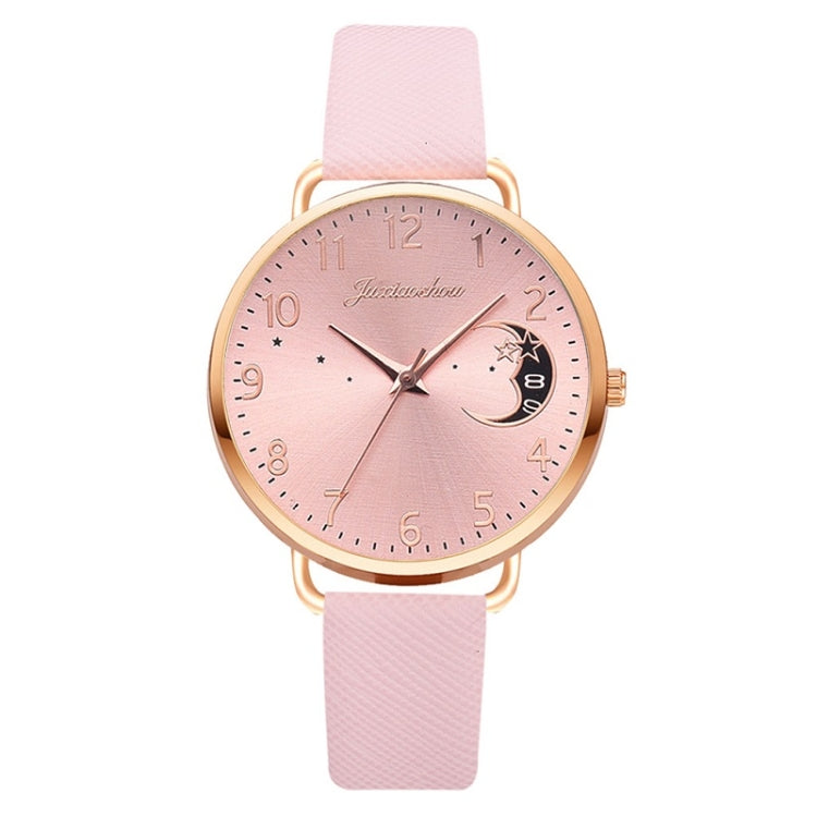 Ladies Moon Pattern Dial PU Strap Quartz Watch, White, Yellow, Red, Purple, Blue, Black, Pink, Grey, Brown, Sky Blue, Pink+Bracelet, Red+Bracelet, Blue+Bracelet, Gray+Bracelet, Brown+Bracelet, Black+Bracelet, White+Bracelet, Yellow+Bracelet������������...