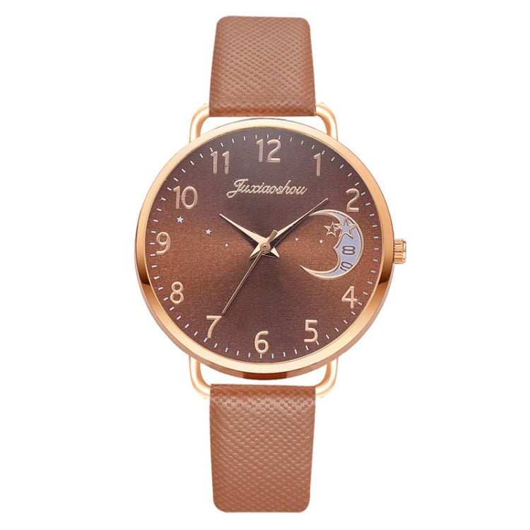 Ladies Moon Pattern Dial PU Strap Quartz Watch, White, Yellow, Red, Purple, Blue, Black, Pink, Grey, Brown, Sky Blue, Pink+Bracelet, Red+Bracelet, Blue+Bracelet, Gray+Bracelet, Brown+Bracelet, Black+Bracelet, White+Bracelet, Yellow+Bracelet������������...