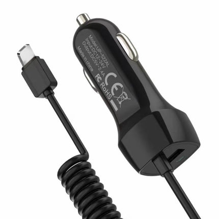 522AL Fast Charging With Cable Car Charging, Output Interface:, 8 Pin (Black), 8 Pin (White), Type-C/USB-C (Black), Type-C/USB-C (White), Micro USB (Black), Micro USB (White)