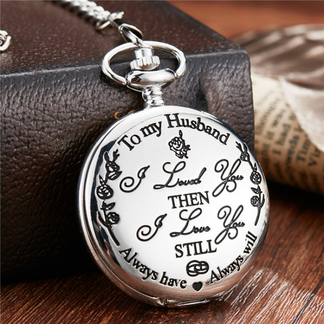 Engraved Vintage Commemorative Quartz Pocket Watch Round Watch, Style: