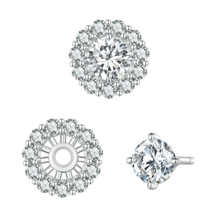 Sterling Silver S925 Round Moissanite Detachable Stud Earrings