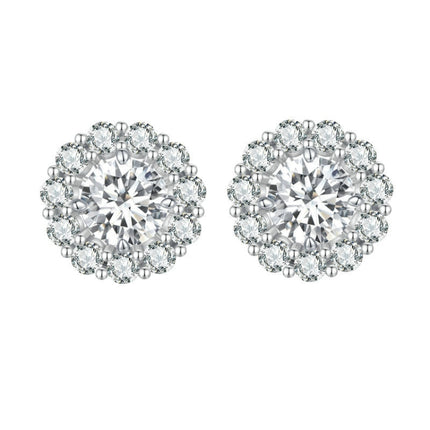Sterling Silver S925 Round Moissanite Detachable Stud Earrings