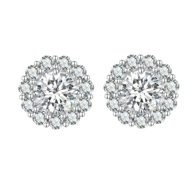 Sterling Silver S925 Round Moissanite Detachable Stud Earrings