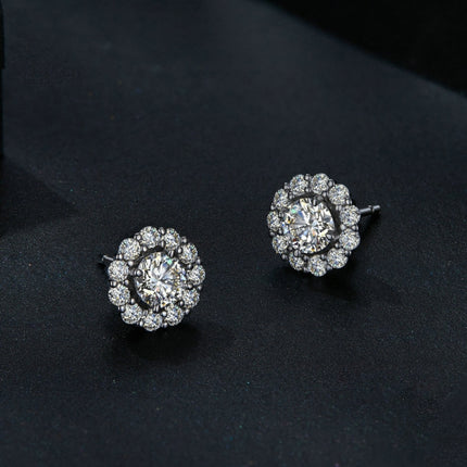 Sterling Silver S925 Round Moissanite Detachable Stud Earrings