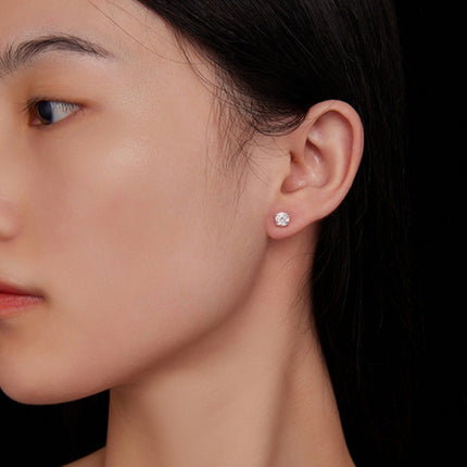 Sterling Silver S925 Round Moissanite Detachable Stud Earrings