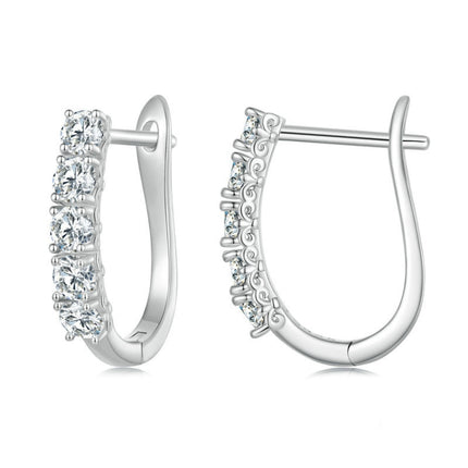 Sterling Silver S925 Moissanite U-Shaped Pattern Earrings