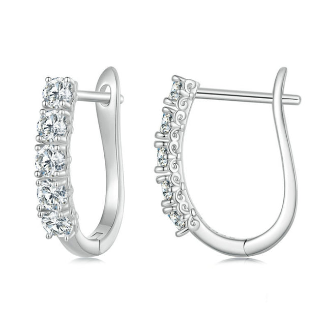 Sterling Silver S925 Moissanite U-Shaped Pattern Earrings