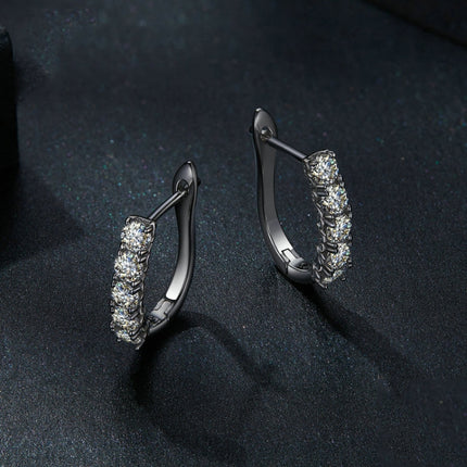 Sterling Silver S925 Moissanite U-Shaped Pattern Earrings