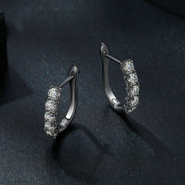 Sterling Silver S925 Moissanite U-Shaped Pattern Earrings