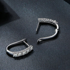 Sterling Silver S925 Moissanite U-Shaped Pattern Earrings