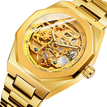 FORSINING F980 Luminous Three Eye Six Shot Weekly Steel Belt Men Fully Automatic Mechanical Watch